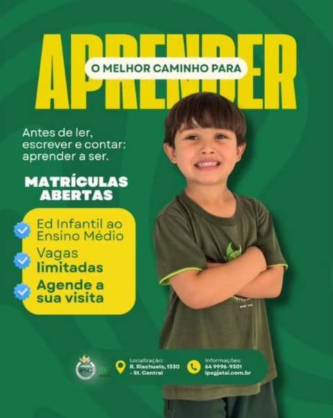 Cartaz de matrículas abertas com aluno da Educação Infantil